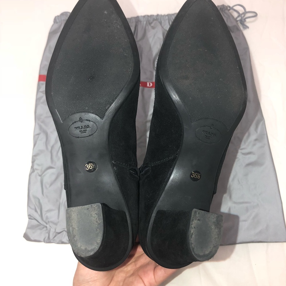 Prada Black Suede Ankle Boots - Picture 3 of 7